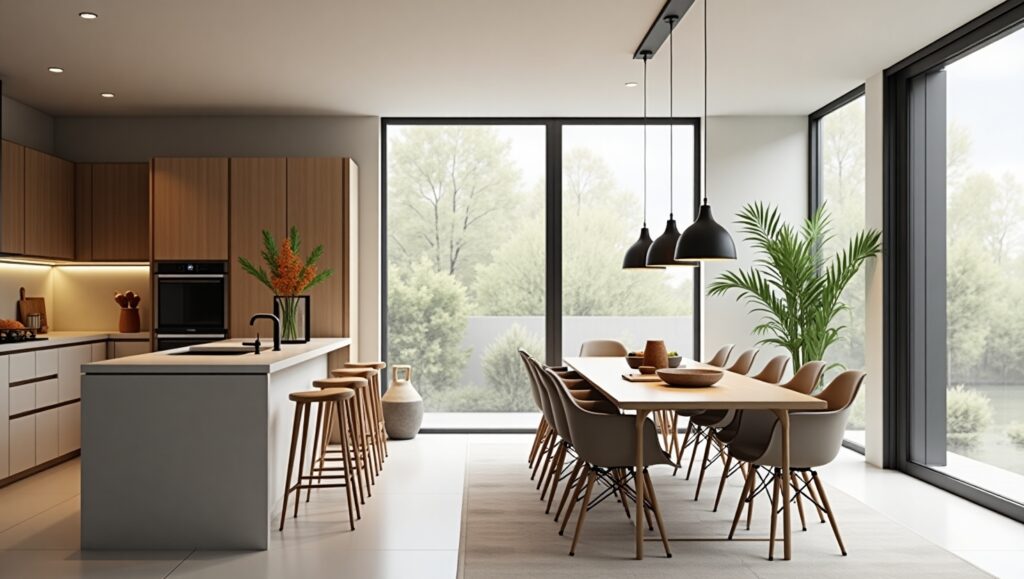 Cozinha com Ilha e Sala de Jantar Integrada