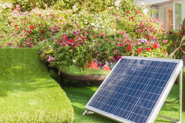 Decoração sustentável de jardins com iluminação solar